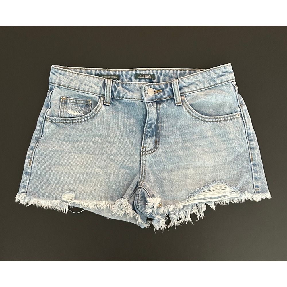 Wild Fable Light Wash Distressed Mid Rise Cutoff Denim Shorts Size 2 1424